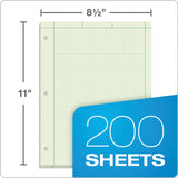 TOPS™ Engineering Computation Pads, Cross-Section Quadrille Rule (5 sq/in, 1 sq/in), Green Cover, 200 Green-Tint 8.5 x 11 Sheets (TOP35502) Each