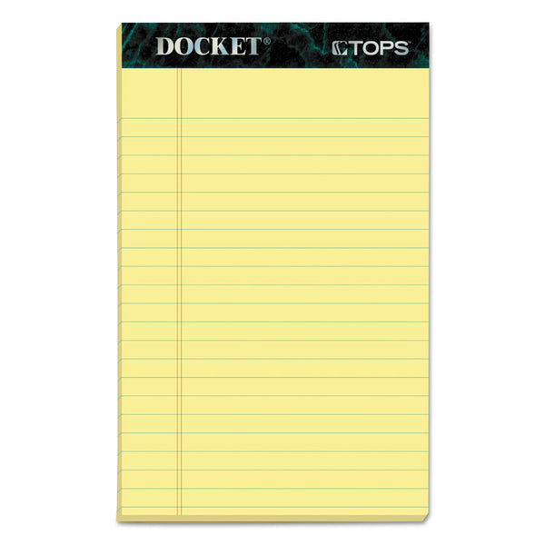TOPS™ Docket Ruled Perforated Pads, Narrow Rule, 50 Canary-Yellow 5 x 8 Sheets, 12/Pack (TOP63350)