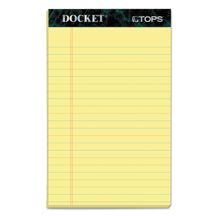 TOPS™ Docket Ruled Perforated Pads, Narrow Rule, 50 Canary-Yellow 5 x 8 Sheets, 12/Pack (TOP63350) Pack of 12