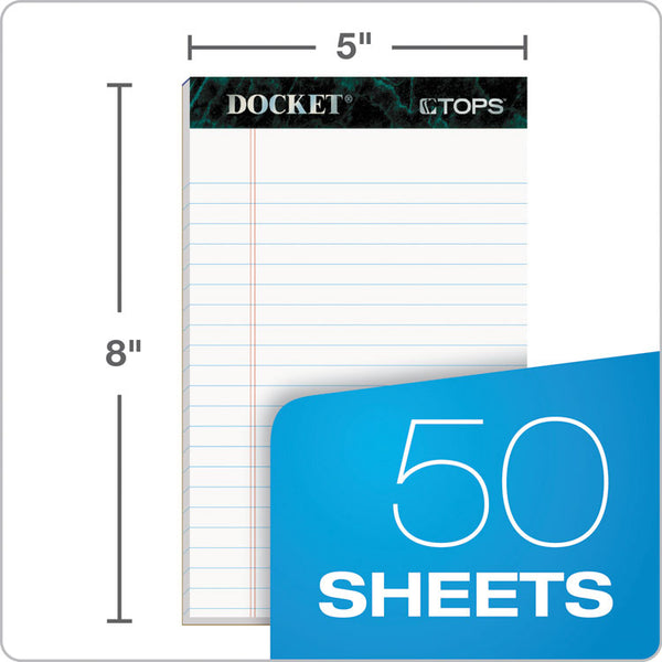 TOPS™ Docket Ruled Perforated Pads, Narrow Rule, 50 White 5 x 8 Sheets, 12/Pack (TOP63360)