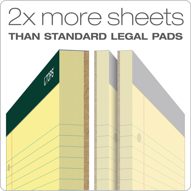 TOPS™ Double Docket Ruled Pads, Wide/Legal Rule, 100 Canary-Yellow 8.5 x 11.75 Sheets, 6/Pack (TOP63387) Pack of 6