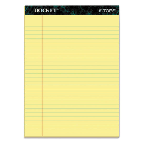 TOPS™ Docket Ruled Perforated Pads, Wide/Legal Rule, 50 Canary-Yellow 8.5 x 11.75 Sheets, 12/Pack (TOP63400)