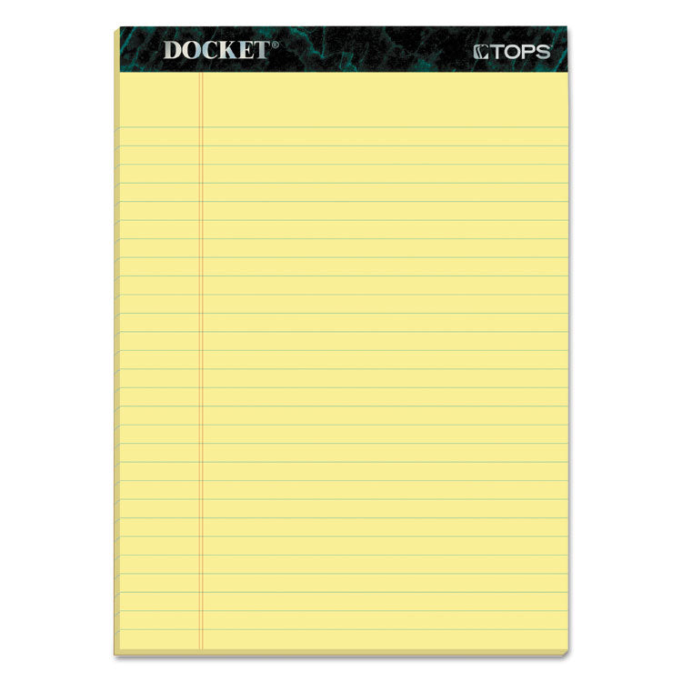 TOPS™ Docket Ruled Perforated Pads, Wide/Legal Rule, 50 Canary-Yellow 8.5 x 11.75 Sheets, 12/Pack (TOP63400) Pack of 12