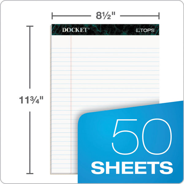 TOPS™ Docket Ruled Perforated Pads, Wide/Legal Rule, 50 White 8.5 x 11.75 Sheets, 12/Pack (TOP63410)