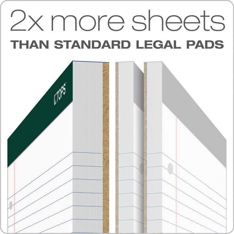 TOPS™ Double Docket Ruled Pads, Wide/Legal Rule, 100 White 8.5 x 11.75 Sheets, 6/Pack (TOP63437) Pack of 6