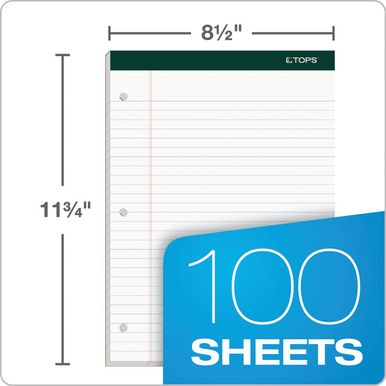 TOPS™ Double Docket Ruled Pads, Wide/Legal Rule, 100 White 8.5 x 11.75 Sheets, 6/Pack (TOP63437) Pack of 6