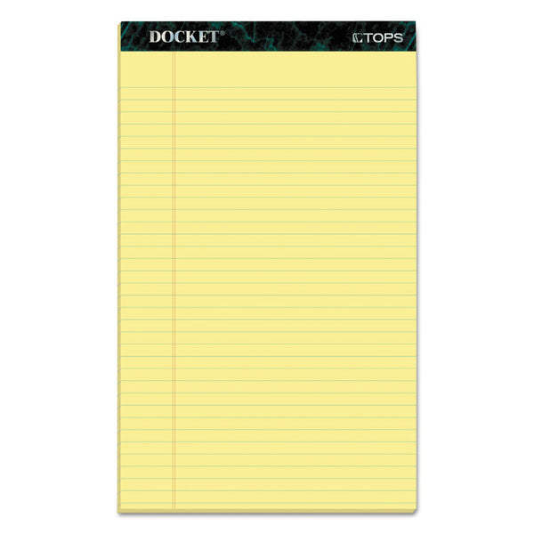 TOPS™ Docket Ruled Perforated Pads, Wide/Legal Rule, 50 Canary-Yellow 8.5 x 14 Sheets, 12/Pack (TOP63580)