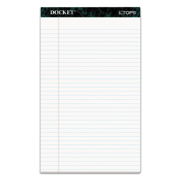 TOPS™ Docket Ruled Perforated Pads, Wide/Legal Rule, 50 White 8.5 x 14 Sheets, 12/Pack (TOP63590)