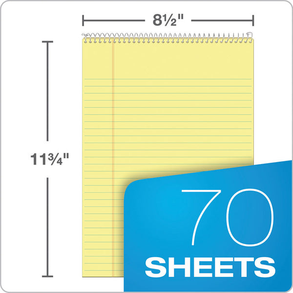 TOPS™ Docket Ruled Wirebound Pad with Cover, Wide/Legal Rule, Blue Cover, 70 Canary-Yellow 8.5 x 11.75 Sheets (TOP63621)
