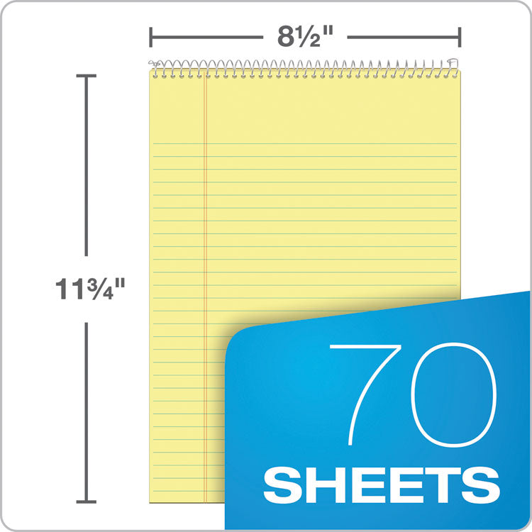 TOPS™ Docket Ruled Wirebound Pad with Cover, Wide/Legal Rule, Blue Cover, 70 Canary-Yellow 8.5 x 11.75 Sheets (TOP63621) Each