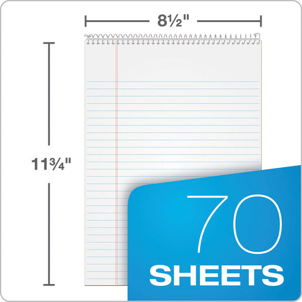 TOPS™ Docket Ruled Wirebound Pad with Cover, Wide/Legal Rule, Blue Cover, 70 White 8.5 x 11.75 Sheets (TOP63631)