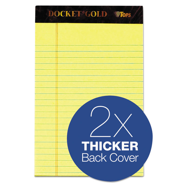 TOPS™ Docket Gold Ruled Perforated Pads, Narrow Rule, 50 Canary-Yellow 5 x 8 Sheets, 12/Pack (TOP63900)