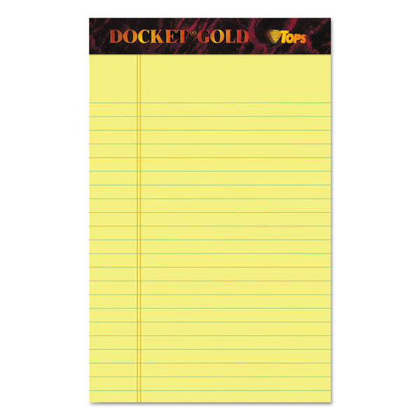 TOPS™ Docket Gold Ruled Perforated Pads, Narrow Rule, 50 Canary-Yellow 5 x 8 Sheets, 12/Pack (TOP63900)
