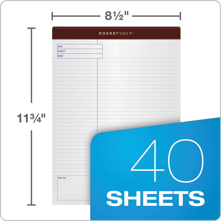 TOPS™ Docket Gold Planning Pads, Project-Management Format, Quadrille Rule (4 sq/in), 40 White 8.5 x 11.75 Sheets, 4/Pack (TOP77102) Pack of 4