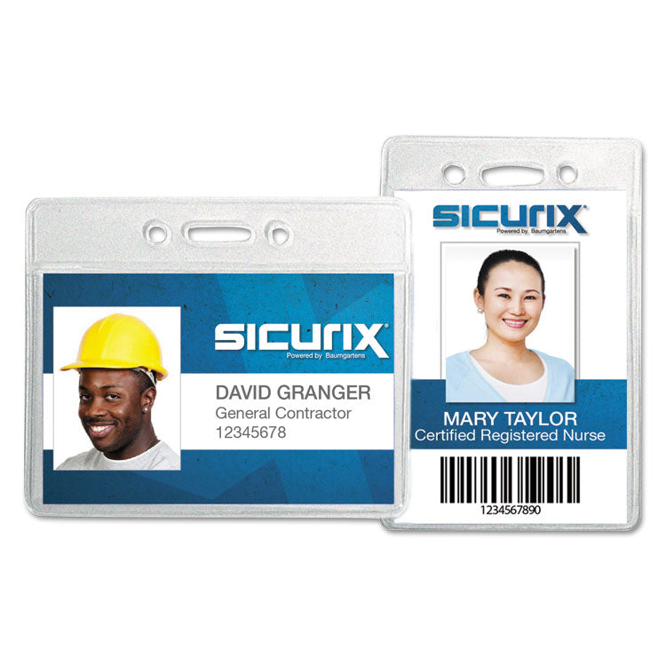 SICURIX® SICURIX Badge Holder, Horizontal, 2.13 x 3.38, Clear, 12/Pack (BAU67810) Pack of 12