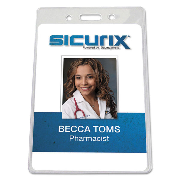 SICURIX® SICURIX Badge Holder, Vertical, 2.75 x 4.13, Clear, 12/Pack (BAU67820)