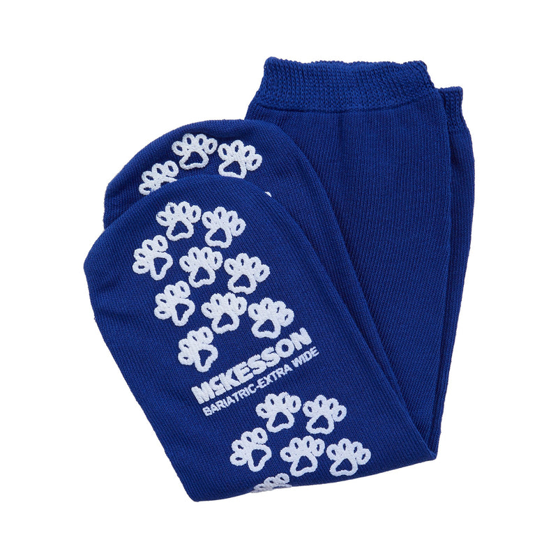 McKesson Terries™ Slipper Socks Unisex Adult Bariatric / X-Wide Double Tread Single Patient Use Royal Blue (558997_PR) 1/PR