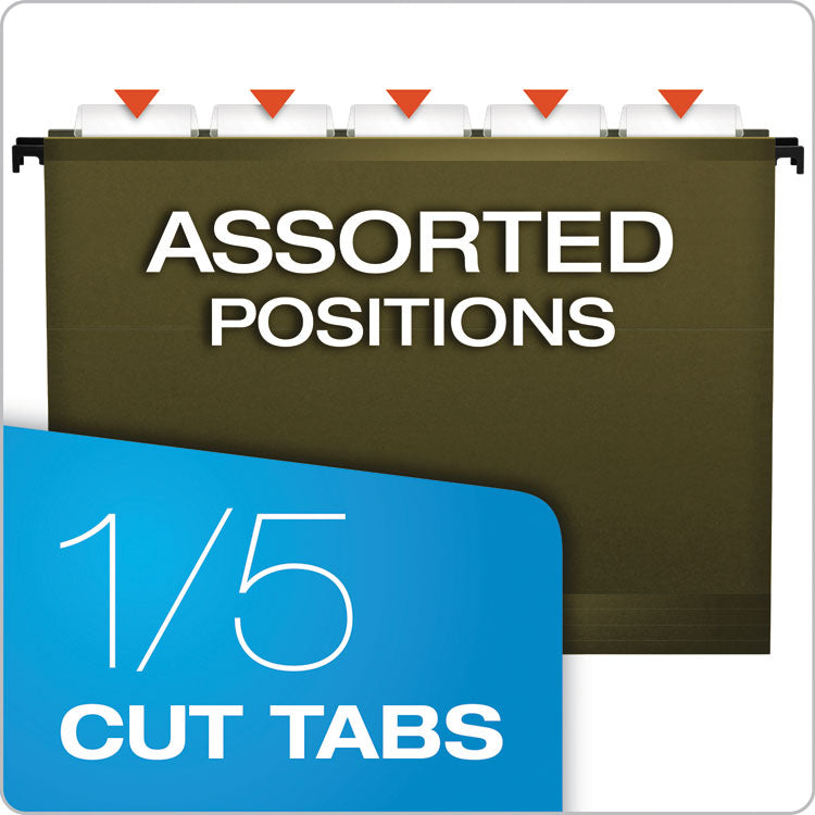 Pendaflex® Standard Green Hanging Folders, Legal Size, 1/5-Cut Tabs, Standard Green, 25/Box (PFX81622) Box of 25