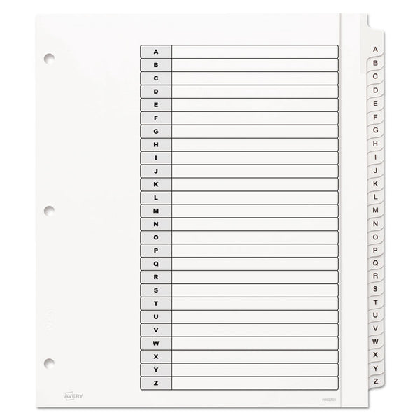 Avery® Customizable TOC Ready Index Black and White Dividers, 26-Tab, A to Z, 11 x 9.25, 1 Set (AVE11166)