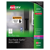 Avery® Surface Safe Removable Label Safety Signs, Inkjet/Laser Printers, 3.5 x 5, White, 4/Sheet, 15 Sheets/Pack (AVE61514) Pack of 60