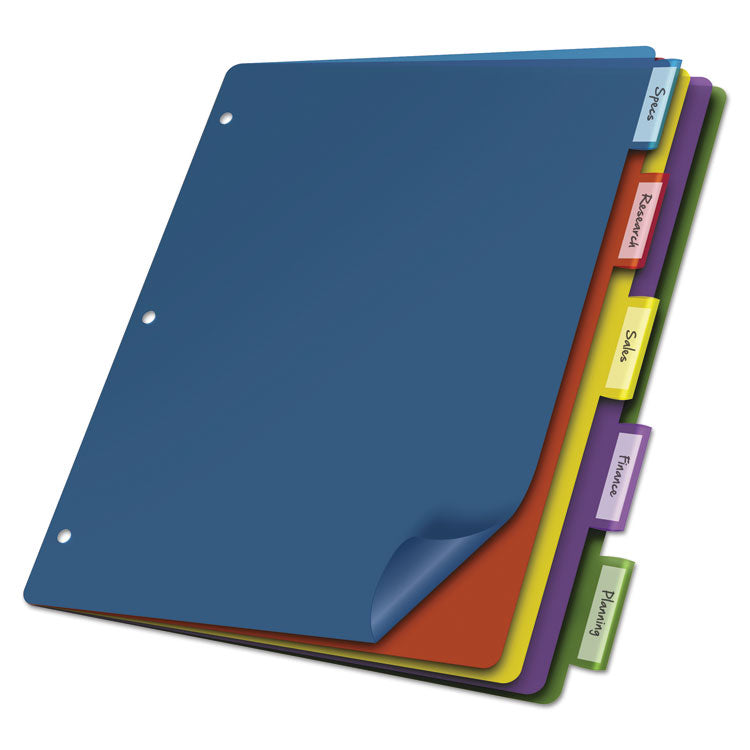 Cardinal® Poly Index Dividers, 5-Tab, 11 x 8.5, Assorted, 4 Sets (CRD84018) Set of 5