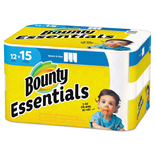 Bounty® Essentials Select-A-Size Kitchen Roll Paper Towels, 2-Ply, 78 Sheets/Roll, 12 Rolls/Carton (PGC75720)
