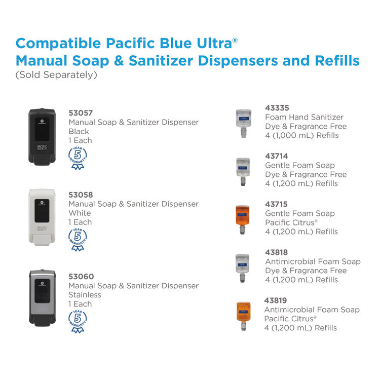 Georgia Pacific® Professional Pacific Blue Ultra Soap/Sanitizer Dispenser, 1,200 mL, White (GPC53058)