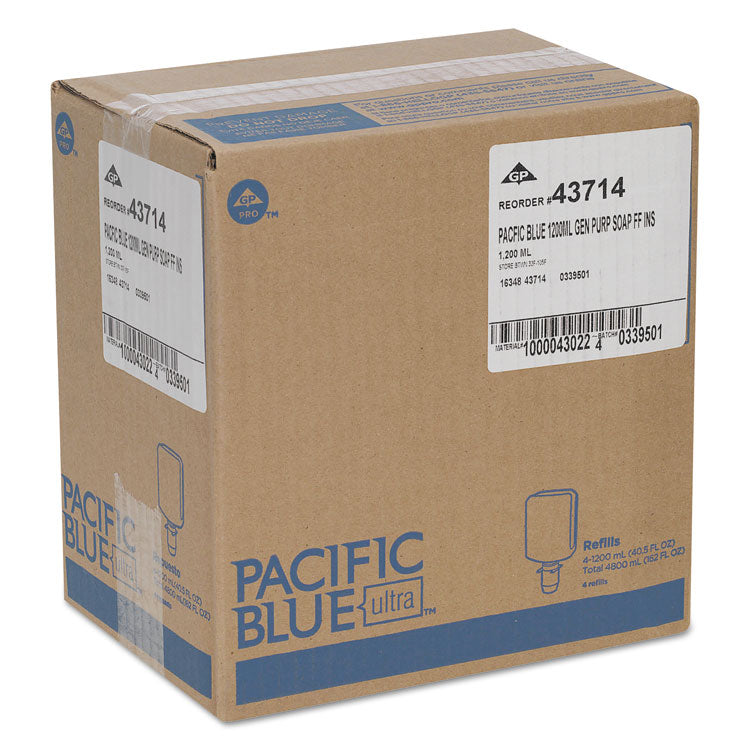 Georgia Pacific® Professional Pacific Blue Ultra Foam Soap Manual Dispenser Refill, Fragrance-Free, 1,200 mL, 4/Carton (GPC43714)