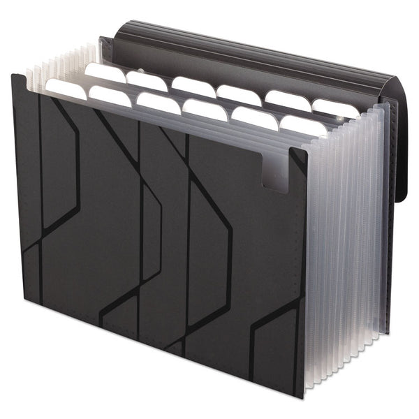 Pendaflex® Sliding Cover Expanding File, 4" Expansion, 13 Sections, Cord/Hook Closure, 1/6-Cut Tabs, Letter Size, Black (PFX02327) Each