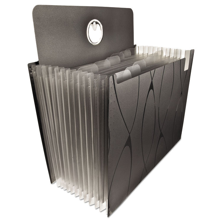 Pendaflex® Sliding Cover Expanding File, 4" Expansion, 13 Sections, Cord/Hook Closure, 1/6-Cut Tabs, Letter Size, Black (PFX02327) Each