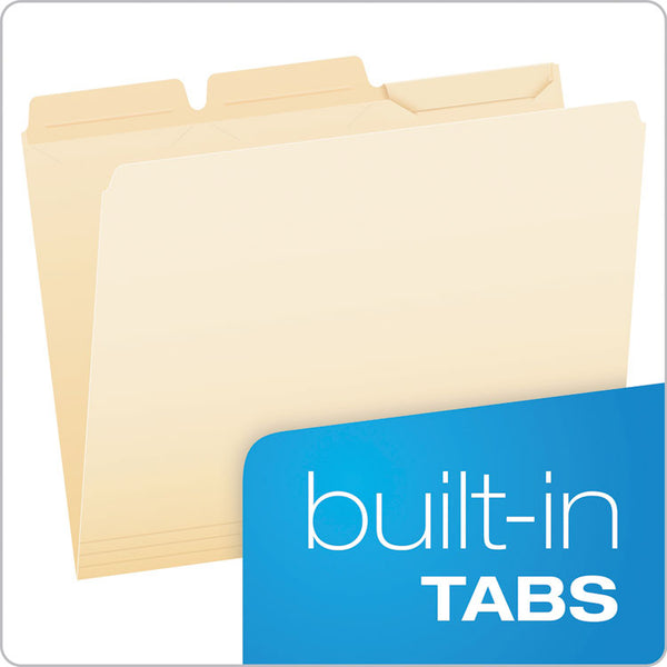 Pendaflex® Ready-Tab Reinforced File Folders, 1/3-Cut Tabs: Assorted, Letter Size, Manila, 50/Pack (PFX42336) Box of 50
