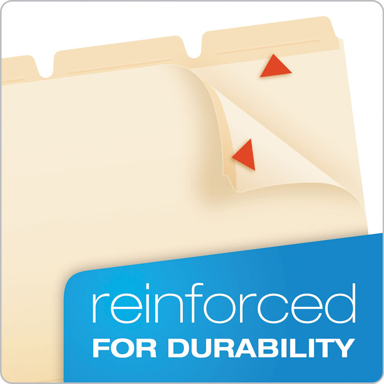 Pendaflex® Ready-Tab Reinforced File Folders, 1/3-Cut Tabs: Assorted, Letter Size, Manila, 50/Pack (PFX42336) Box of 50