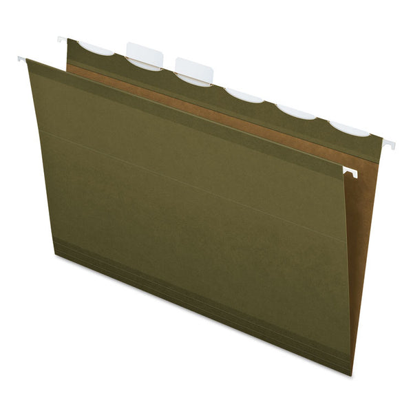 Pendaflex® Ready-Tab Extra Capacity Reinforced Colored Hanging Folders, Letter Size, 1/5-Cut Tabs, Standard Green, 20/Box (PFX42701) Box of 20