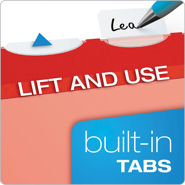 Pendaflex® Ready-Tab Colored Reinforced Hanging Folders, Letter Size, 1/5-Cut Tabs, Red, 25/Box (PFX42623) Box of 25