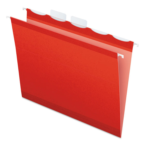 Pendaflex® Ready-Tab Colored Reinforced Hanging Folders, Letter Size, 1/5-Cut Tabs, Red, 25/Box (PFX42623) Box of 25