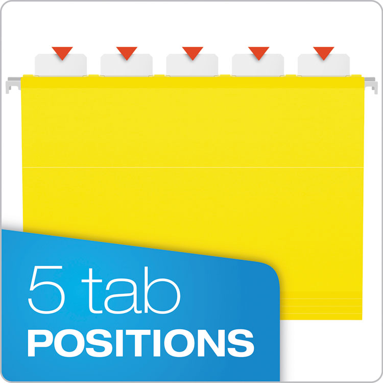 Pendaflex Ready-Tab Colored Reinforced Hanging Folders, Letter Size, 1/5-Cut Tab, Yellow, 25/Box (PFX42624) Box of 25