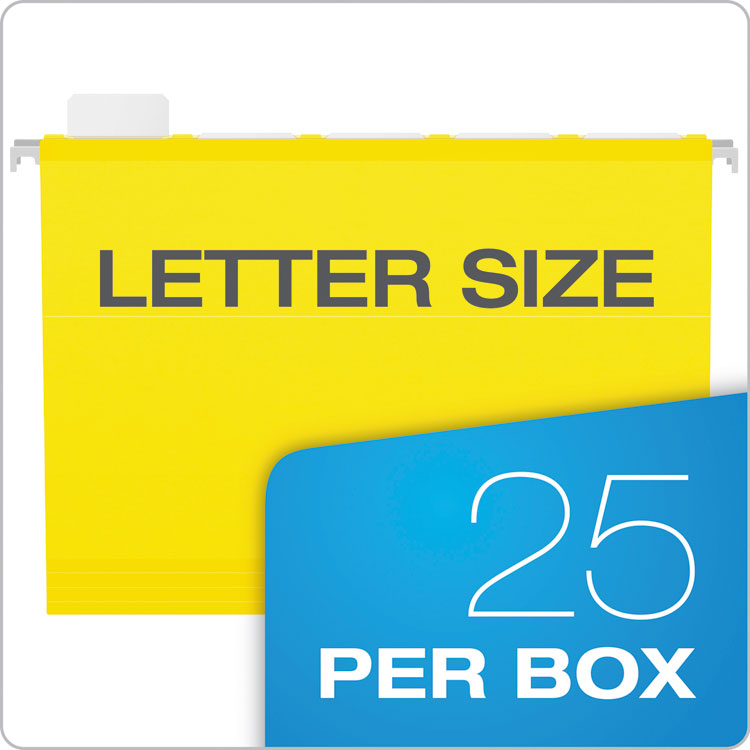 Pendaflex Ready-Tab Colored Reinforced Hanging Folders, Letter Size, 1/5-Cut Tab, Yellow, 25/Box (PFX42624) Box of 25
