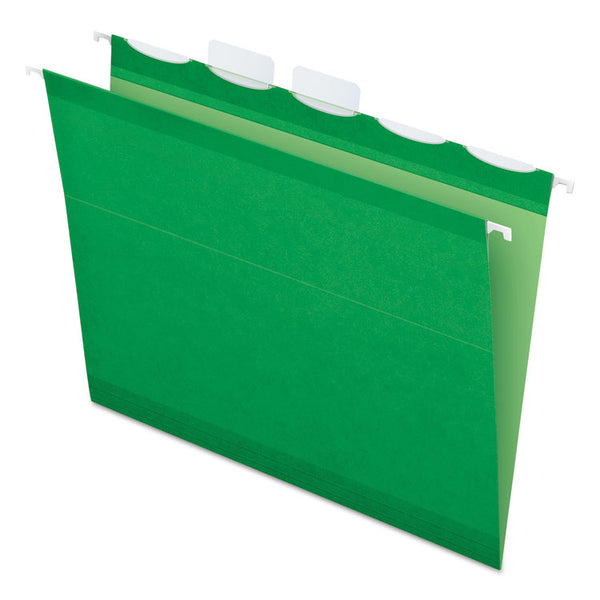 Pendaflex® Ready-Tab Colored Reinforced Hanging Folders, Letter Size, 1/5-Cut Tabs, Bright Green, 25/Box (PFX42626) Box of 25