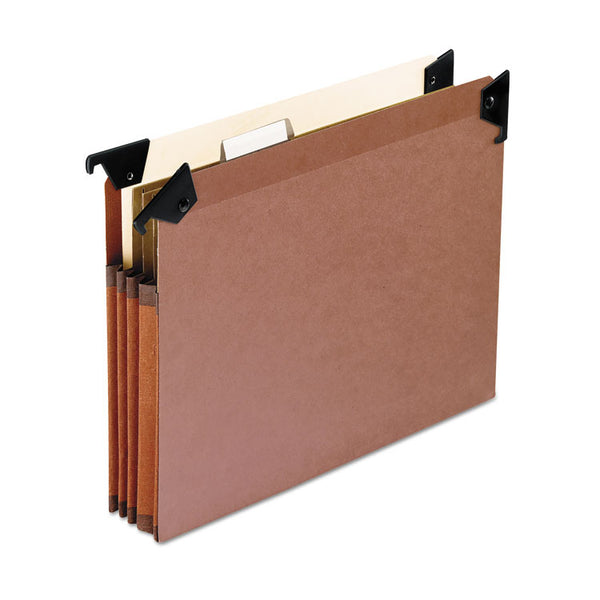 Pendaflex® Premium Expanding Hanging File Pockets with Swing Hooks and Dividers, 3 Dividers with 1/5-Cut Tabs, Letter Size, Brown, 5/Box (PFX45422) Box of 5