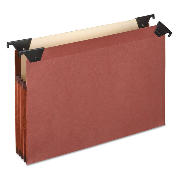 Pendaflex® Premium Expanding Hanging File Pockets with Swing Hooks and Dividers, 3 Dividers with 1/3-Cut Tabs, Letter Size, Brown, 5/Box (PFX45432) Box of 5