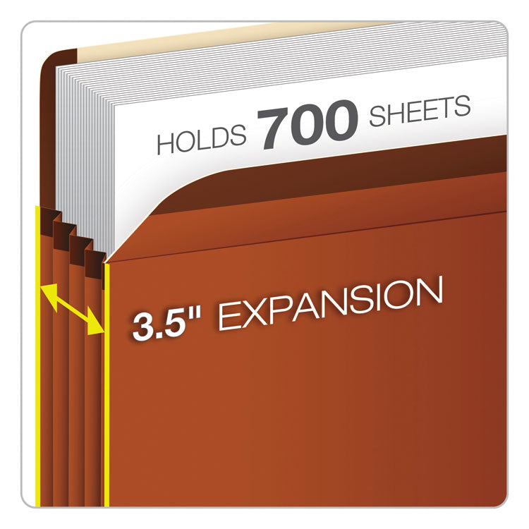 Pendaflex® Premium Reinforced Expanding File Pockets, 3.5" Expansion, Letter Size, Red Fiber, 10/Box (PFX85343) Box of 10