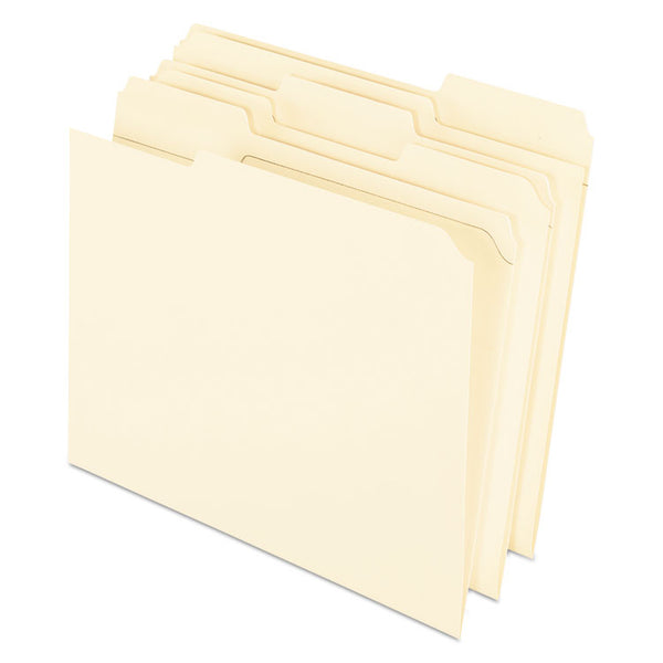 Pendaflex® Reinforced Top File Folders, 1/3-Cut Tabs: Assorted Positions, Letter Size, Manila, 100/Box (PFXR75213) Box of 100