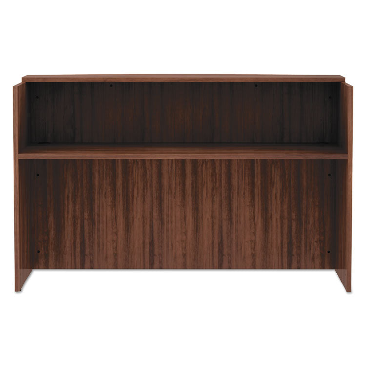 Alera® Alera Valencia Series Reception Desk with Transaction Counter, 71" x 35.5" x 42.5", Modern Walnut (ALEVA327236WA)