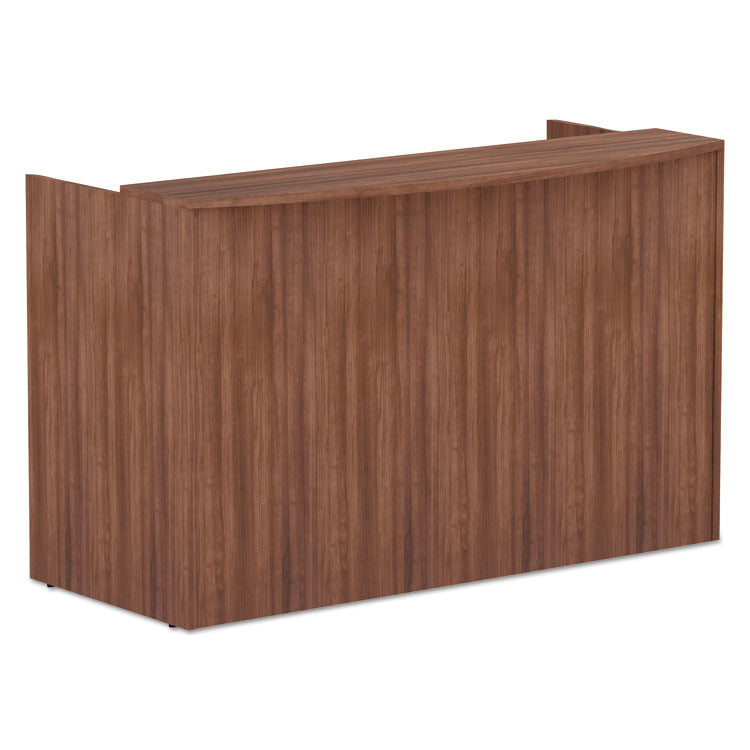 Alera® Alera Valencia Series Reception Desk with Transaction Counter, 71" x 35.5" x 42.5", Modern Walnut (ALEVA327236WA)