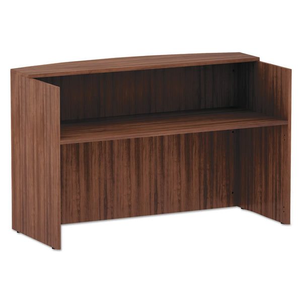 Alera® Alera Valencia Series Reception Desk with Transaction Counter, 71" x 35.5" x 42.5", Modern Walnut (ALEVA327236WA)