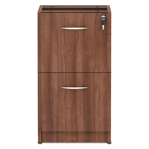 Alera® Alera Valencia Series Full Pedestal File, Left/Right, 2 Legal/Letter-Size File Drawers, Modern Walnut, 15.63" x 20.5" x 28.5" (ALEVA542822WA)