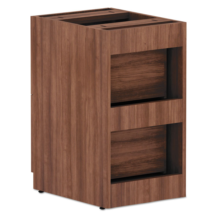 Alera® Alera Valencia Series Full Pedestal File, Left/Right, 2 Legal/Letter-Size File Drawers, Modern Walnut, 15.63" x 20.5" x 28.5" (ALEVA542822WA)