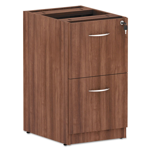 Alera® Alera Valencia Series Full Pedestal File, Left/Right, 2 Legal/Letter-Size File Drawers, Modern Walnut, 15.63" x 20.5" x 28.5" (ALEVA542822WA)