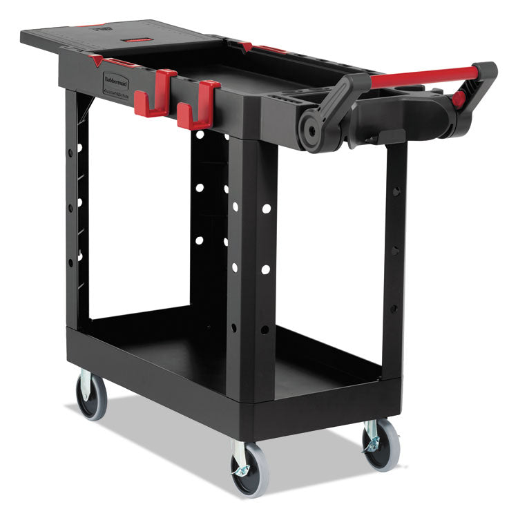 Rubbermaid® Commercial Heavy Duty Adaptable Utility Cart, Plastic, 2 Shelves, 500 lb Capacity, 17.8" x 46.2" x 36", Black (RCP1997206)