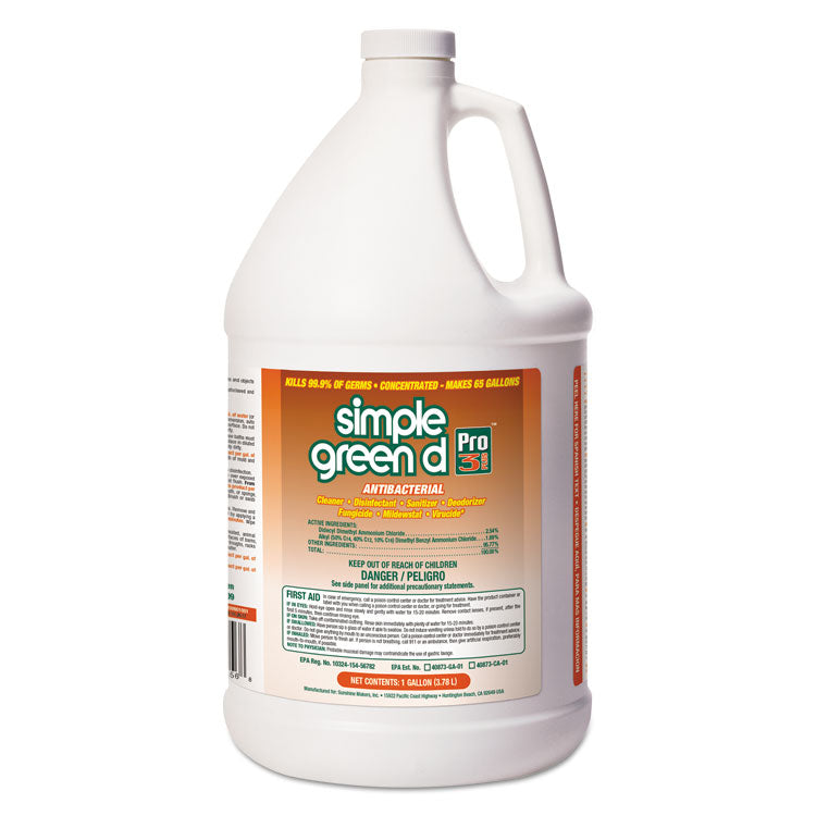 Simple Green® d Pro 3 Plus Antibacterial Concentrate, Herbal, 1 gal Bottle, 6/Carton (SMP01001)